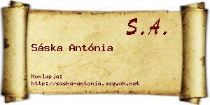 Sáska Antónia névjegykártya